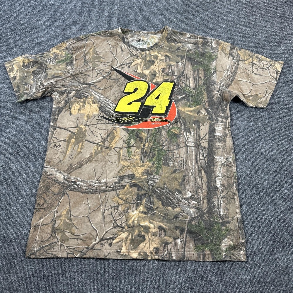 NASCAR Jeff Gordon 24 Shirt Mens XL Brown Camo Racing Graphic Tee Tagless